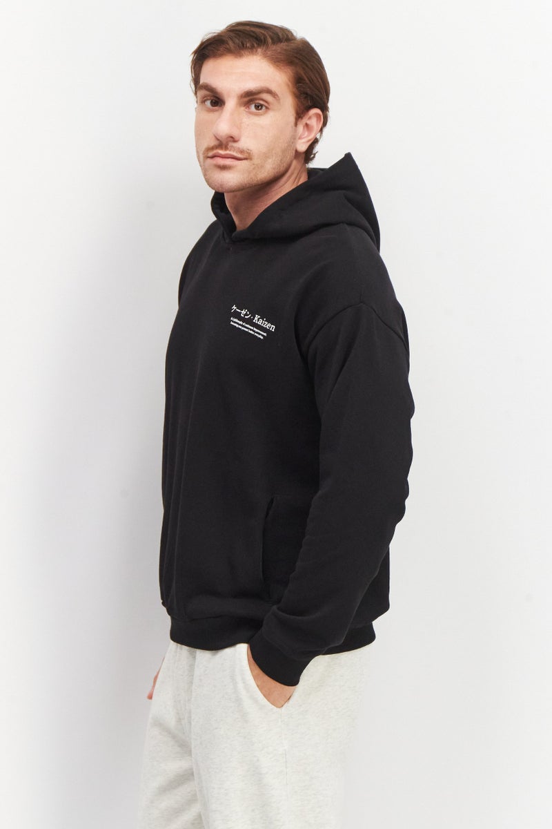 Ocean Pacific Men Hooded Neck Graphic Print Long Sleeves Sweatshirt, Black - Image 4