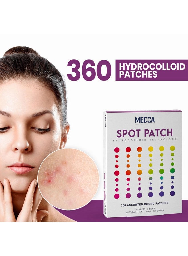 ميدكا رقع حب الشباب لضمادات الغروانية المائية للوجه (360 قطعة) رقعة بثرة في 3 أحجام عالمية لعلاج بقع حب الشباب والعناية بالوجه والجلد، رقعة بقعة تخفي حب الشباب وتقلل من البثور والرؤوس السوداء - Image 2