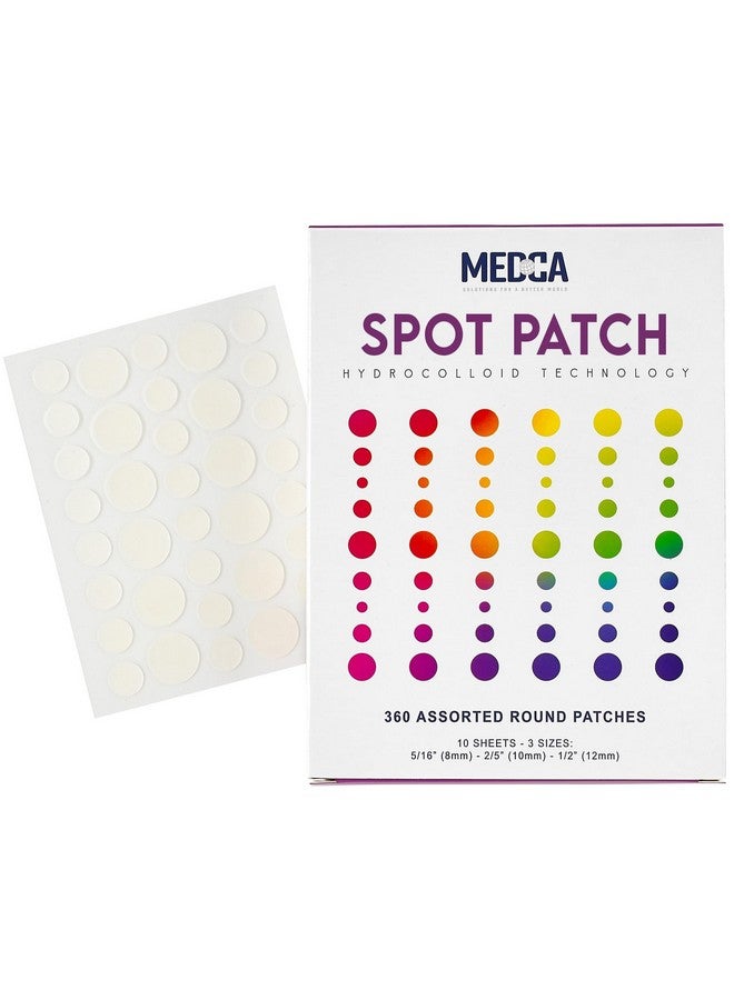 ميدكا رقع حب الشباب لضمادات الغروانية المائية للوجه (360 قطعة) رقعة بثرة في 3 أحجام عالمية لعلاج بقع حب الشباب والعناية بالوجه والجلد، رقعة بقعة تخفي حب الشباب وتقلل من البثور والرؤوس السوداء - Image 1