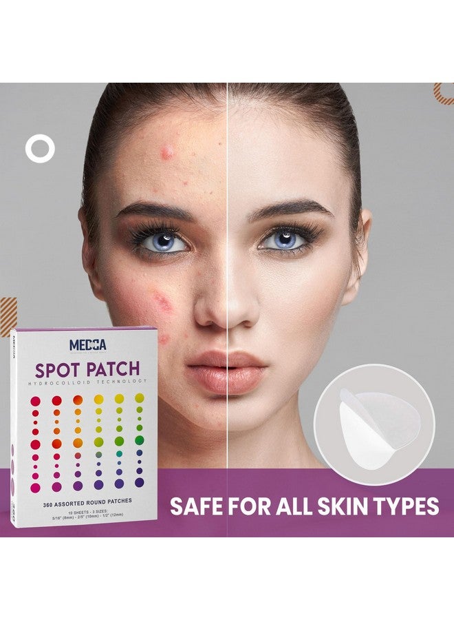 ميدكا رقع حب الشباب لضمادات الغروانية المائية للوجه (360 قطعة) رقعة بثرة في 3 أحجام عالمية لعلاج بقع حب الشباب والعناية بالوجه والجلد، رقعة بقعة تخفي حب الشباب وتقلل من البثور والرؤوس السوداء - Image 3