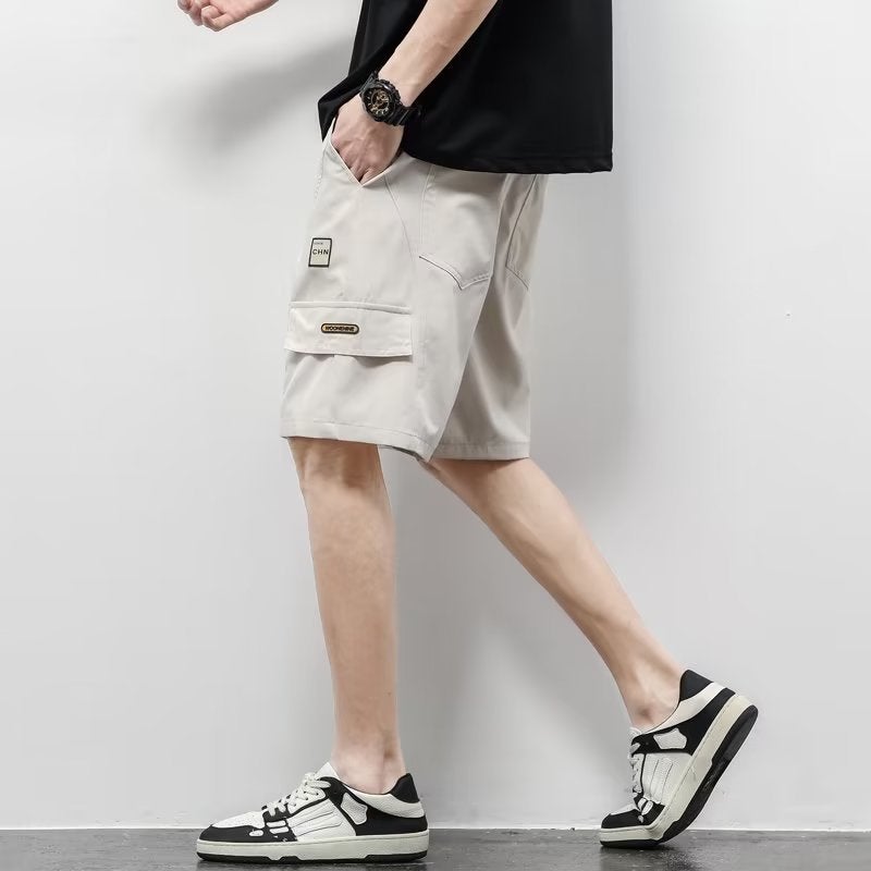 Thin Ice Silk Shorts Mens Summer Trendy Brand Loose Casual Sports Pants Quick-drying Breathable Five-point Pants for Outer Wear Apricot  - Image 4