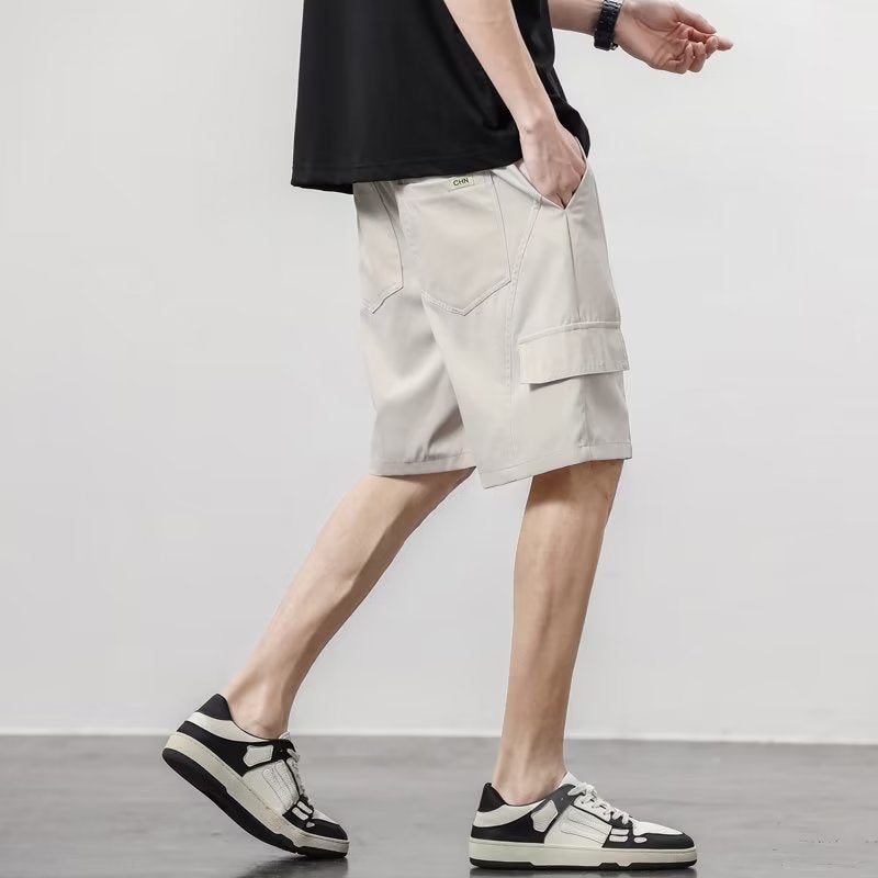 Thin Ice Silk Shorts Mens Summer Trendy Brand Loose Casual Sports Pants Quick-drying Breathable Five-point Pants for Outer Wear Apricot  - Image 5