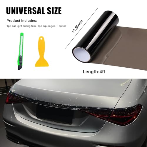 Suvnie 12 × 48 Inch Car Light Tint Film, Shiny Chameleon Headlights Tail Lights Fog Lights Films with Squeeze & Cutter, Self Adhesive Vinyl Film Sticker Sheet Roll Car Accessories (Light Black) - Image 2