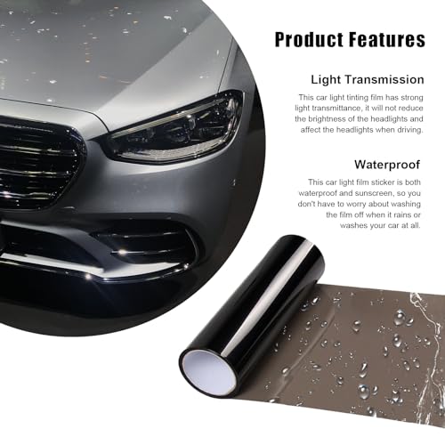 Suvnie 12 × 48 Inch Car Light Tint Film, Shiny Chameleon Headlights Tail Lights Fog Lights Films with Squeeze & Cutter, Self Adhesive Vinyl Film Sticker Sheet Roll Car Accessories (Light Black) - Image 4
