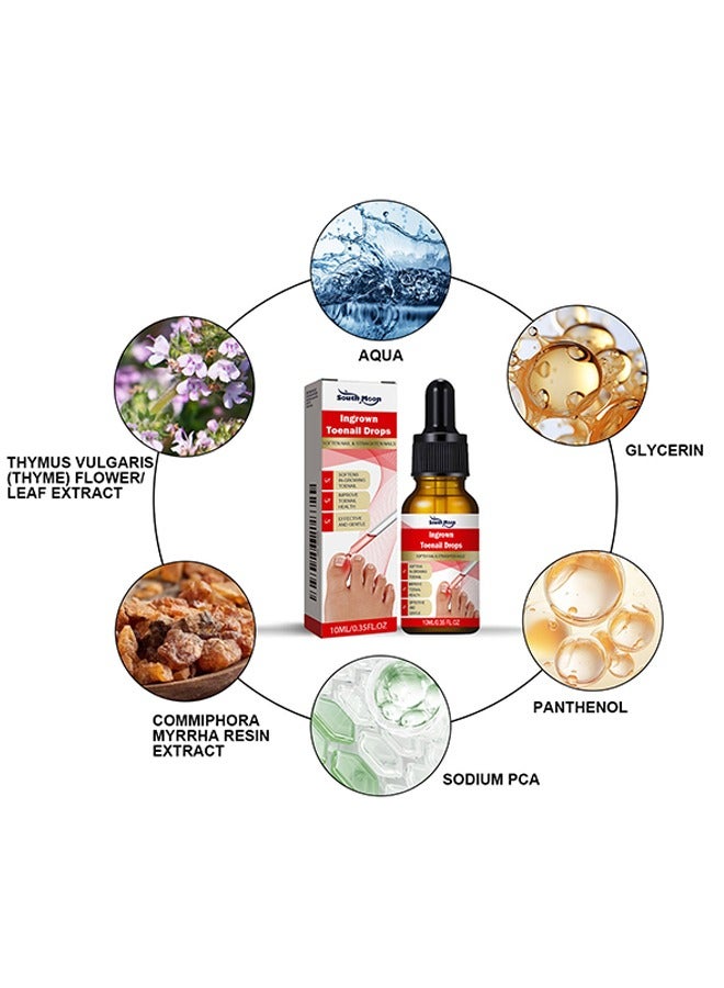 SOUTH MOON Ingrown Toenail Drops Serum 30ml, Ingrown Toenail Relief, Easy Trim Ingrown Toenail Tools, Toenail Fluid With Silicone Gel Toe Caps Essential Oil Diffuser, Ingrown Toenail Reliever and Softener Kit - Image 2