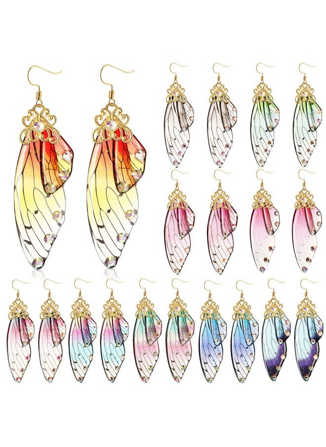 Fumete - 10 Pairs Butterfly Wing Drop Dangle Earrings Butterfly Wing Earrings Butterfly Wing Hook Simulation Insect Drop Earrings (Diamond) - Image 1