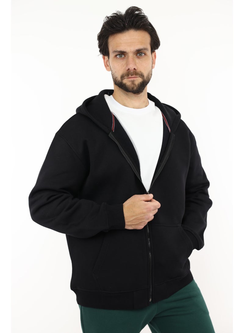 Feathers Oversized Men’s 100% Cotton Heavyweight Zip-Up Hoodie for Winter - Image 1