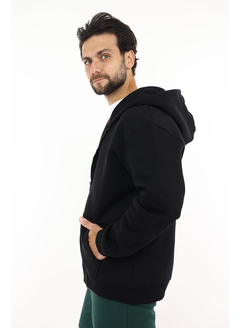 Feathers Oversized Men’s 100% Cotton Heavyweight Zip-Up Hoodie for Winter - Image 2