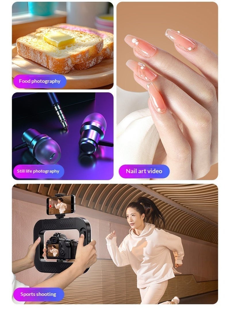 Professional RGB Video Light Panel | 8000mAh High-Capacity Battery | Active Cooling Design | 48 FX Modes with Bluetooth Control | Adjustable Bi-Color 2500K-8500K | High CRI >95 | Triple Cold Shoe & 1/4" Screw Mounts | for Smartphone, Camera, Live Streaming & Makeup Photography - Image 3