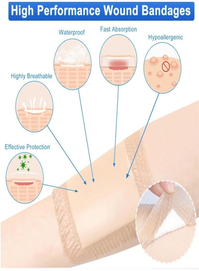 GoLashFun Self Adhesive Wound Dressing Bandage, Silicone Foam Dressing for Wound Care, Like Surgical, Burn, Good for Minimally Invasive Surgery Care (10pcs/Box (Skin Color, 4''X4'' - Image 5