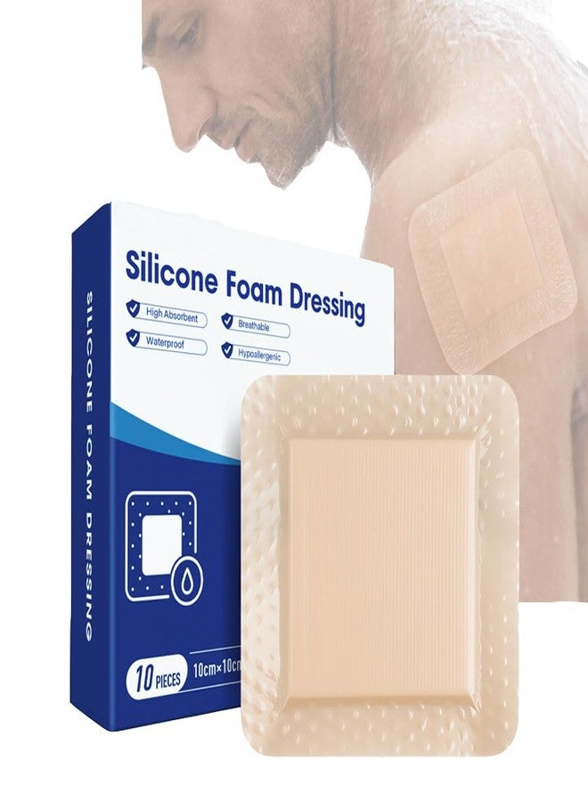 GoLashFun Self Adhesive Wound Dressing Bandage, Silicone Foam Dressing for Wound Care, Like Surgical, Burn, Good for Minimally Invasive Surgery Care (10pcs/Box (Skin Color, 4''X4'' - Image 1