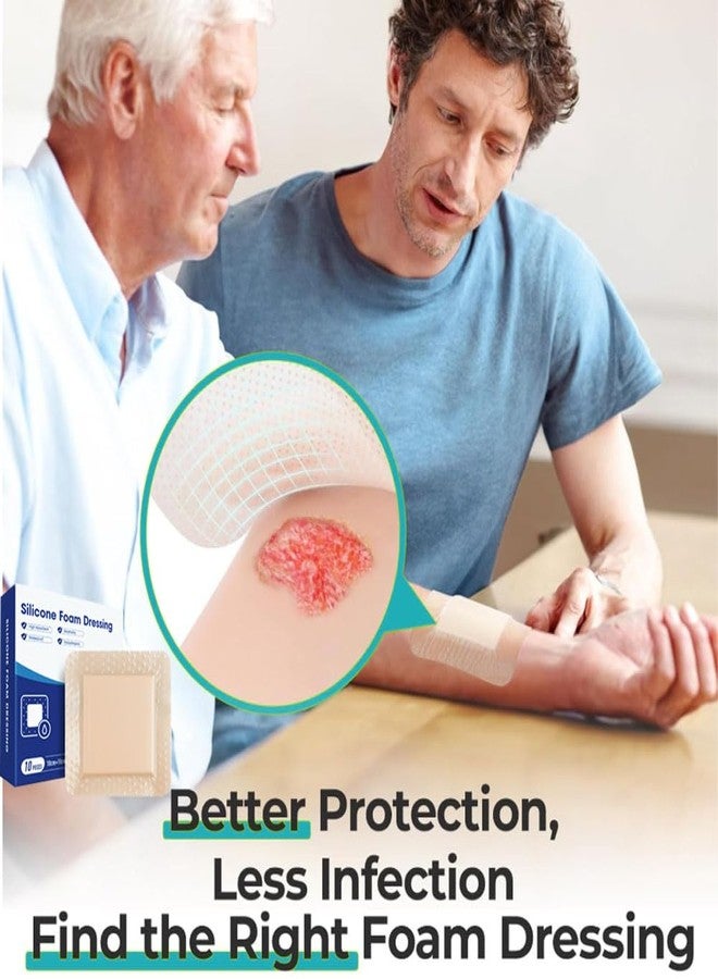 GoLashFun Self Adhesive Wound Dressing Bandage, Silicone Foam Dressing for Wound Care, Like Surgical, Burn, Good for Minimally Invasive Surgery Care (10pcs/Box (Skin Color, 4''X4'' - Image 2