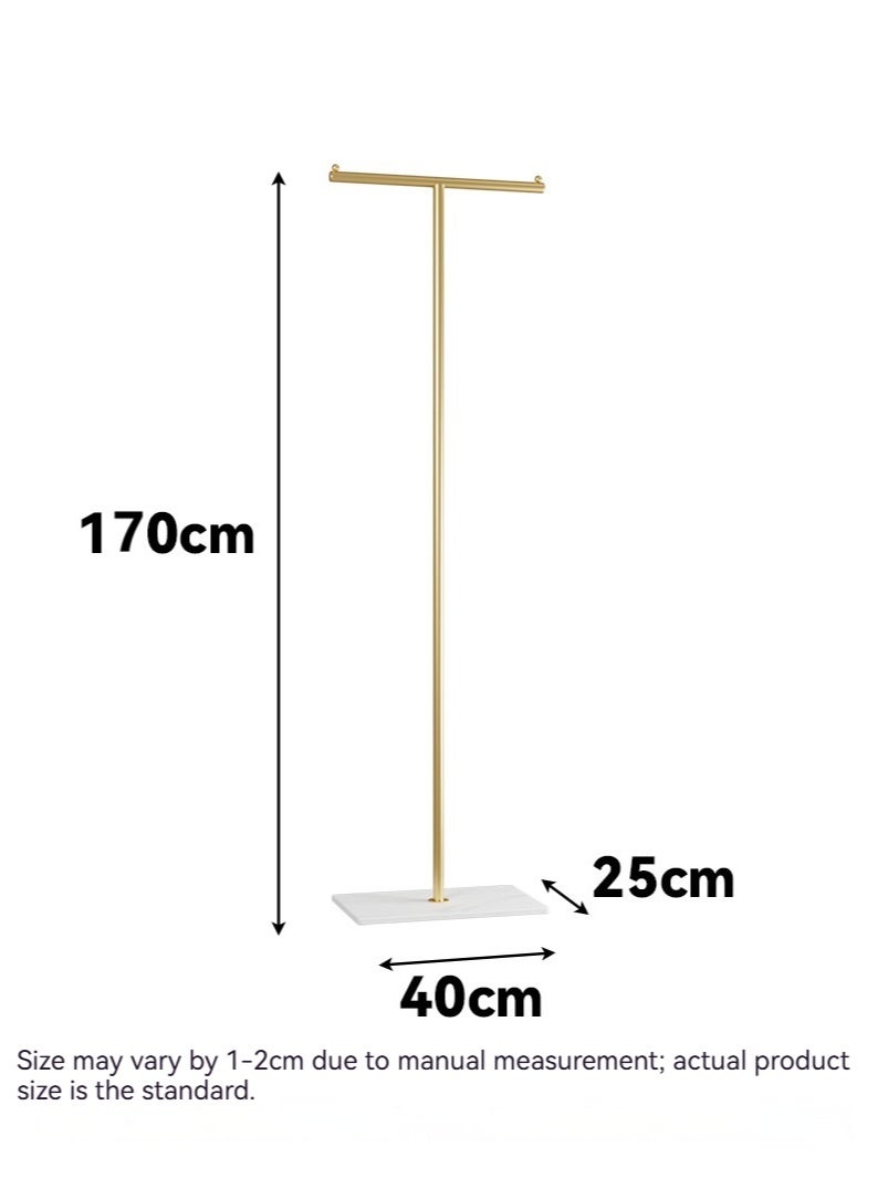 SISGL Modern Metal Coat Rack In Free Standing Fashionable And Versatile Coat Rack With Natural Marble Base Clothes Hanger Stand Shape Multi Functional Metal Coat Hanger 170cmx40cm For A Sleek And Organized Living Space For Bedroom Entryway Living Room Boutique Office Clothing Store Gold - Image 2