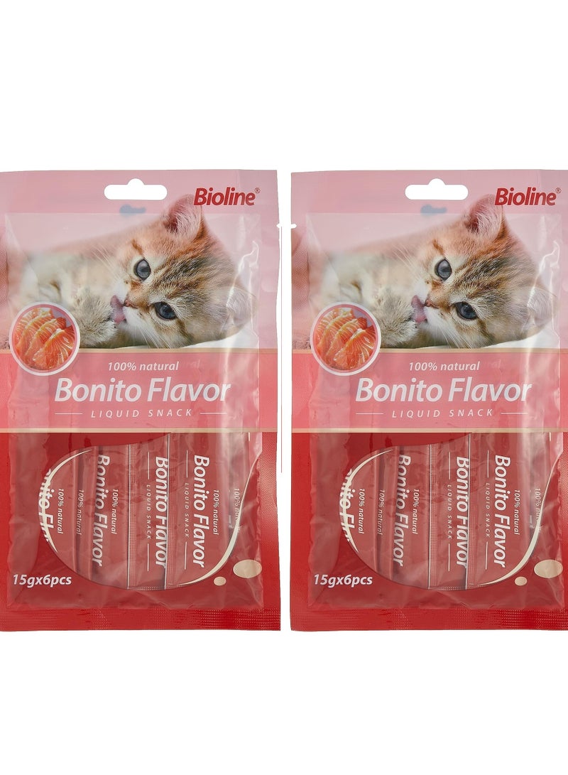 Bioline Bonito Flavor Natural Liquid Snack For Cats 12X15g - Image 1