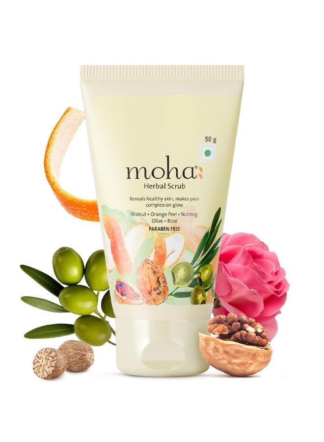Moha: Herbal Scrub, walnut,Orange peel,Nutmeg,Olive,Rose,50g - Image 1