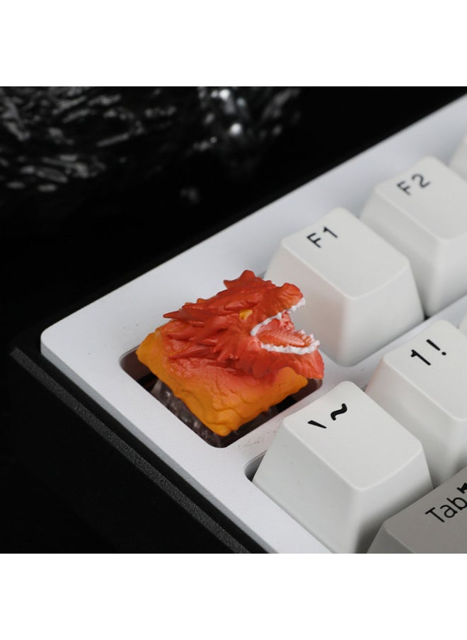Personalized Mechanical Keyboard Keycap Cross Hole Resin Keycap Universal Hand-painted Steel Dragon Keycap-Color:Glacier Godzilla