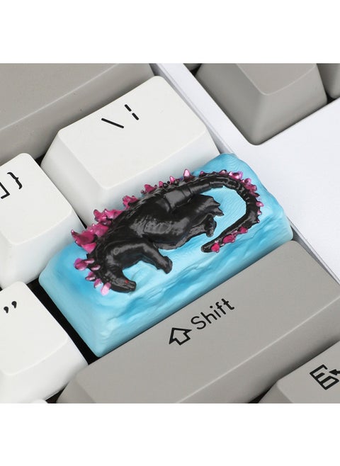 Personalized Mechanical Keyboard Keycap Cross Hole Resin Keycap Universal Hand-painted Steel Dragon Keycap-Color:Glacier Godzilla