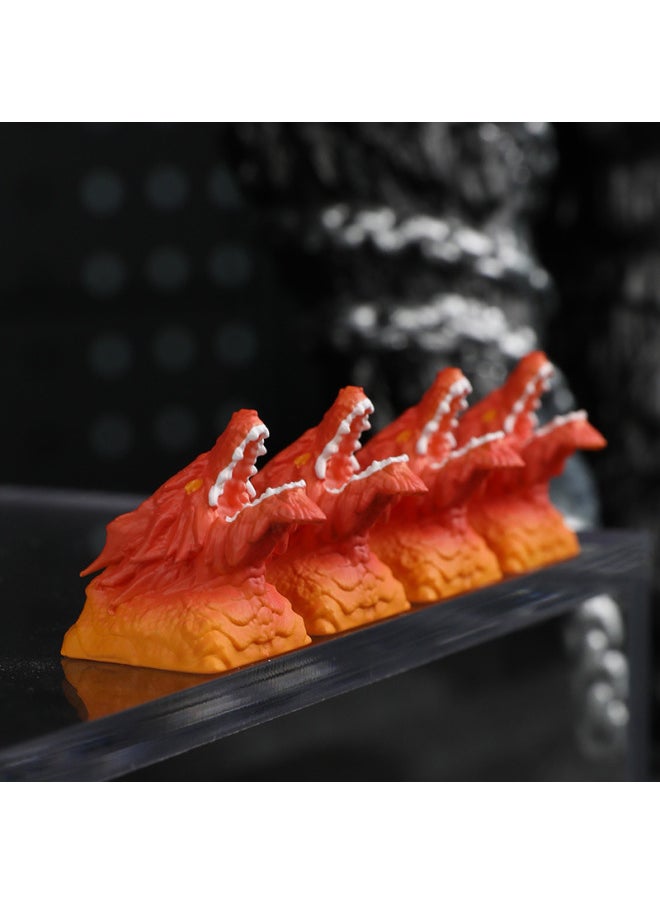 Personalized Mechanical Keyboard Keycap Cross Hole Resin Keycap Universal Hand-painted Steel Dragon Keycap-Color:Glacier Godzilla