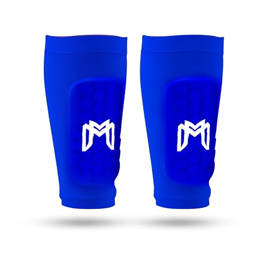 MediCaptain Mini Shin Guards Soccer Built in Shin Pad Sleeves for Mens Women Teens Small Shin Guards Lightweight Breathable Shin Defender Leg Protection Blue Maxi - Image 1