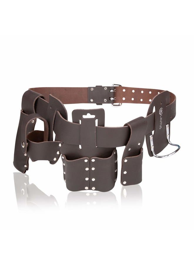 LAUTUS Scaffolding Belt | 6-Piece Leather Scaffold Belt, 2" Wide | Fits Waist Sizes from 32” – 46” | Includes 5 Scaffold Tool Holders to Securely Hold Your Level, Tape, Spanners, Hammer - Image 3
