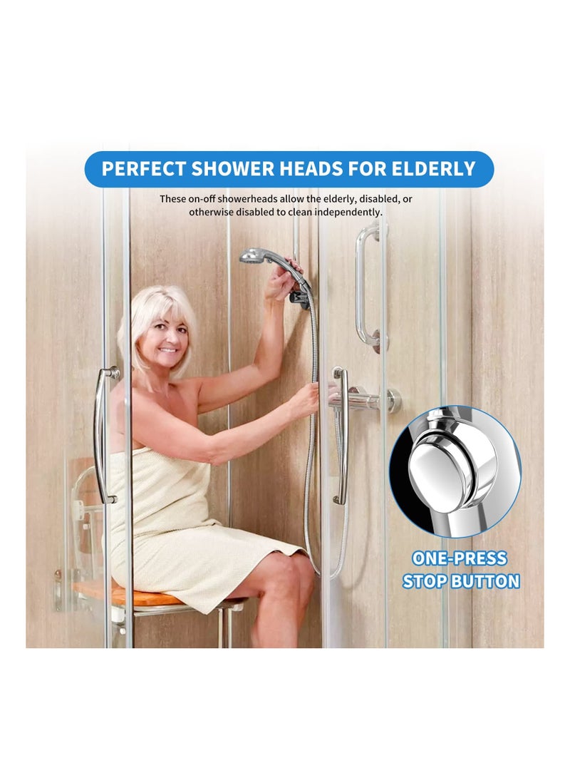 Shower Head with Handheld Handheld On Off Switch 6 Spray Settings Water Saving High Pressure Heads Suitable for Baby Pets Chrome Finish - Image 5