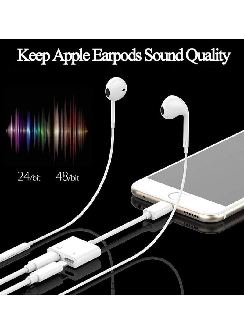 BGM - 2 in 1 Dual Lightning Charger Cable Aux Audio Adapter Converter for iPhone 12/11/XS/XR/X/8/7/6/iPad, Support Calling+Charging+Music Control - Image 1