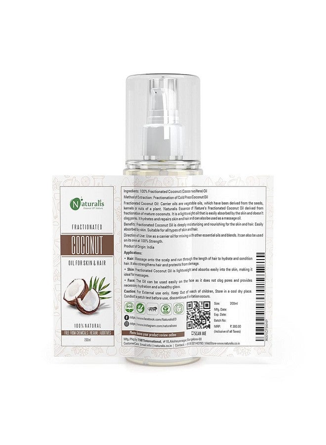 Essence Of Nature Fractionated Coconut Carrier Oil Natural Skin Moisturizer, Therapeutic, Odorless, 200 Ml