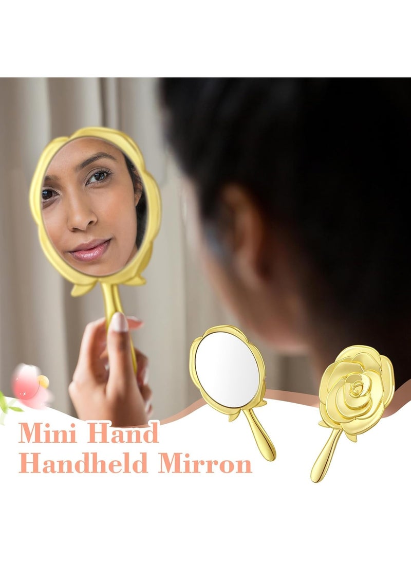 LAMAY 36PCS Rose Round Handheld Makeup Mirrors, Bulk Pack, with Thank You Tags, Organza Bag, and 10-Meter Twine, Suitable for Wedding Party Favors and Bridal Showers (Gold) - Image 2