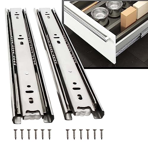 VOLO Stainless Steel 50Kg Capacity Heavy Duty Telescopic Drawer Slide | Full Extension, QC Passed, 500000 Cycle Test, 48H Salt Spray Tested | 5 Year Warranty | Pack of 2 Pieces with Screw | 12 Inch - Image 1