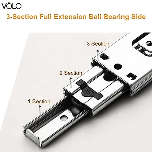 VOLO Stainless Steel 50Kg Capacity Heavy Duty Telescopic Drawer Slide | Full Extension, QC Passed, 500000 Cycle Test, 48H Salt Spray Tested | 5 Year Warranty | Pack of 2 Pieces with Screw | 12 Inch - Image 2