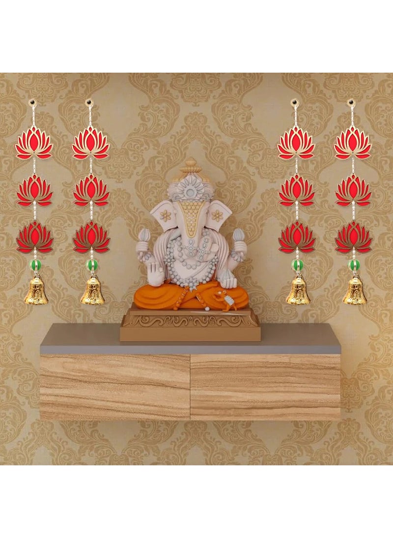 Perpetual Perpetual Lotus Latkan for Home Decoration - Lotus Bells Wall Hanging for Diwali Decoration, Temple Dcor, Door Hanging, Toranam for Entrance Door, Pooja Room (Pack of 4)  - Image 1