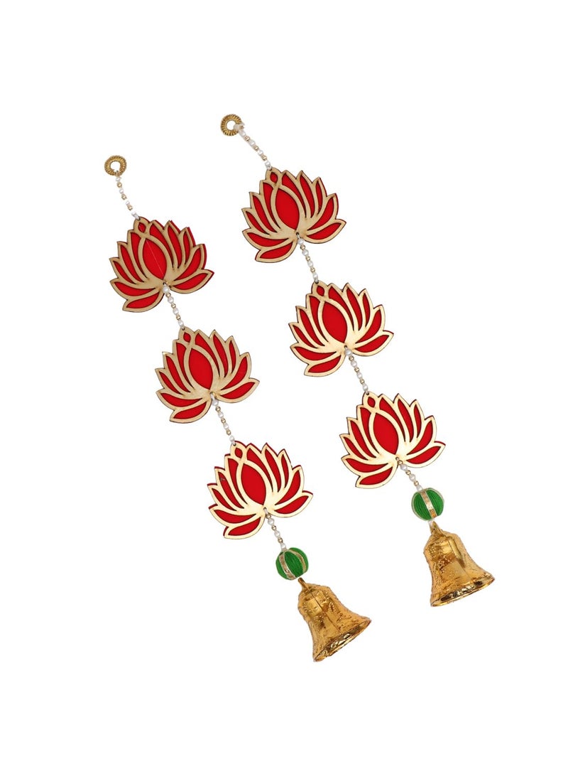 Perpetual Perpetual Lotus Latkan for Home Decoration - Lotus Bells Wall Hanging for Diwali Decoration, Temple Dcor, Door Hanging, Toranam for Entrance Door, Pooja Room (Pack of 4)  - Image 4