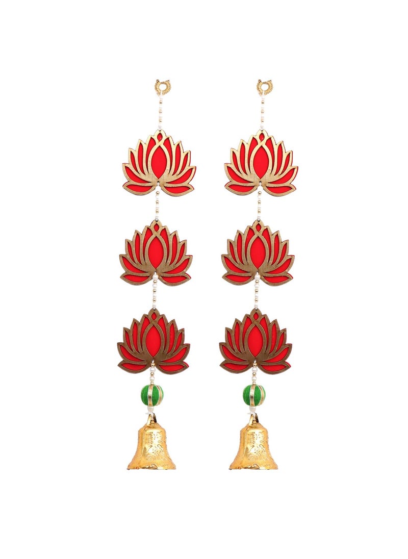 Perpetual Perpetual Lotus Latkan for Home Decoration - Lotus Bells Wall Hanging for Diwali Decoration, Temple Dcor, Door Hanging, Toranam for Entrance Door, Pooja Room (Pack of 4)  - Image 3