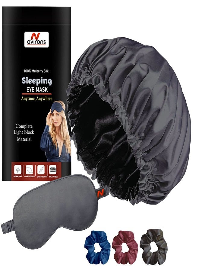 Avirons Fully Reversible Pure Satin Hair Bonnet Sleep Cap, Scrunchies and Satin Sleeping Eye Mask | Adjustable Sleep Cap| Reversible Double Layer Sleep Cap| Protective Your Hair in Sleeping at Night - Image 1