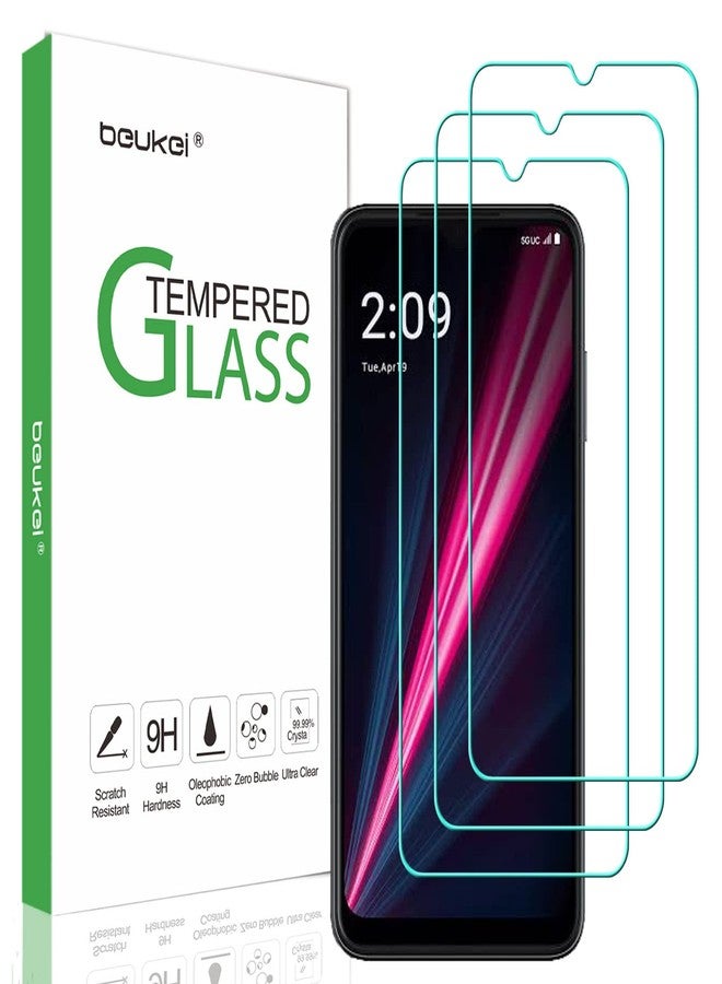beukei (3 Pack) (6.82 inch) Compatible for T-Mobile Revvl 6 Pro 5G / Revvl 6x Pro 5G Screen Protector Tempered Glass,Touch Sensitive,Case Friendly, 9H Hardness - Image 1