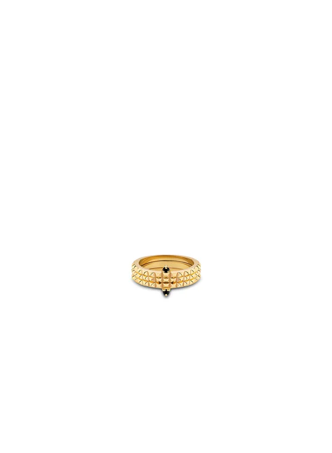 بوليس Ulua Gold Plated Ring with Hematite Crystal for Women's 54MM