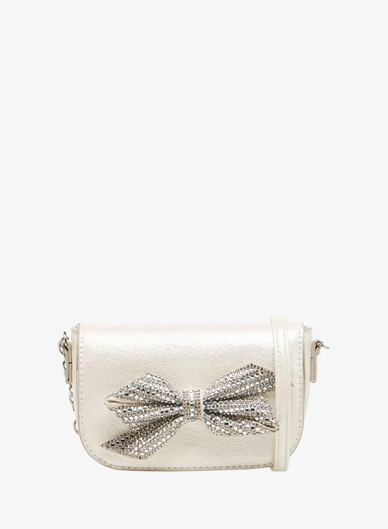 Flora Bella By Shoexpress Embellished Bow Crossbody Bag with Chain Strap