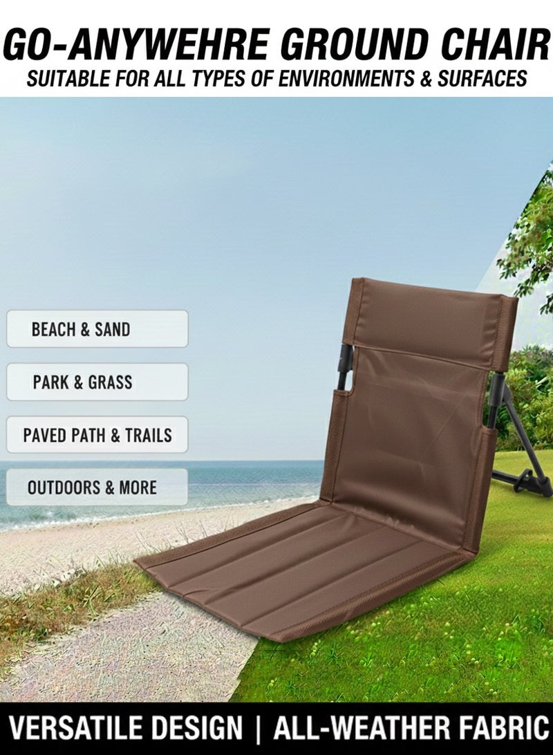 QUTOOB Foldable Camping Chair with Back Support – 3-in-1 Portable Chair Functions as Floor Chair, Seat Pad & Mat – Ideal for Outdoors, Camping, Travel, Desert, Beach, Lawn, Umrah & Indoor Use - Image 2
