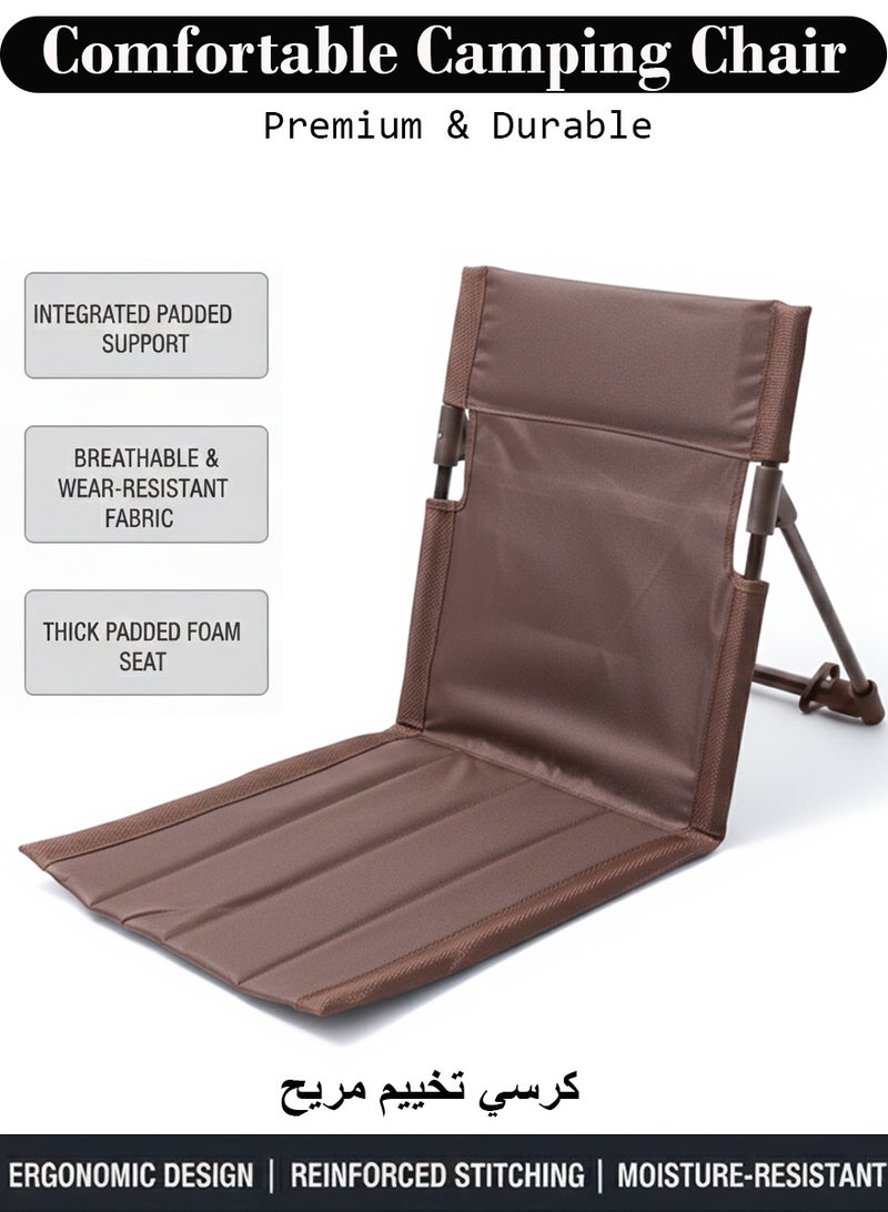 QUTOOB Foldable Camping Chair with Back Support – 3-in-1 Portable Chair Functions as Floor Chair, Seat Pad & Mat – Ideal for Outdoors, Camping, Travel, Desert, Beach, Lawn, Umrah & Indoor Use - Image 3