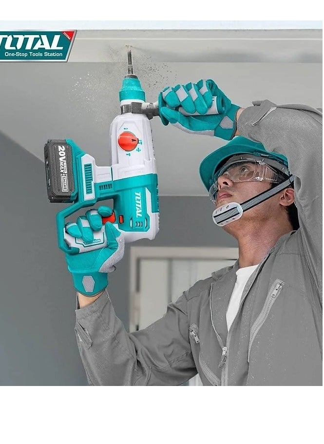 TOTAL Super Total Lithium-Ion Rotary Hammer 20V with 4.0Ah Battery - Brushless Motor, 2.0J Impact Energy, SDS Plus Chuck, LED Work Light, 3 Drill Bits 1 Battery, & Charger  - Image 3