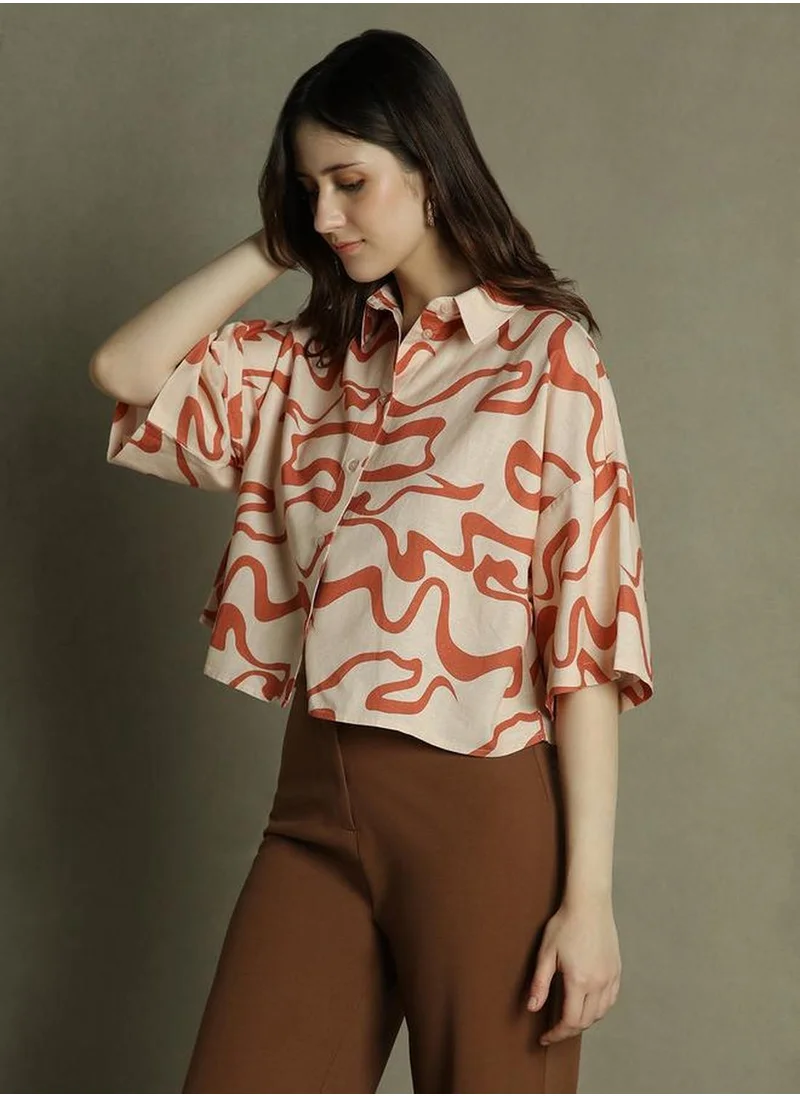 دينيس لينغو Rust Crop Top For Women