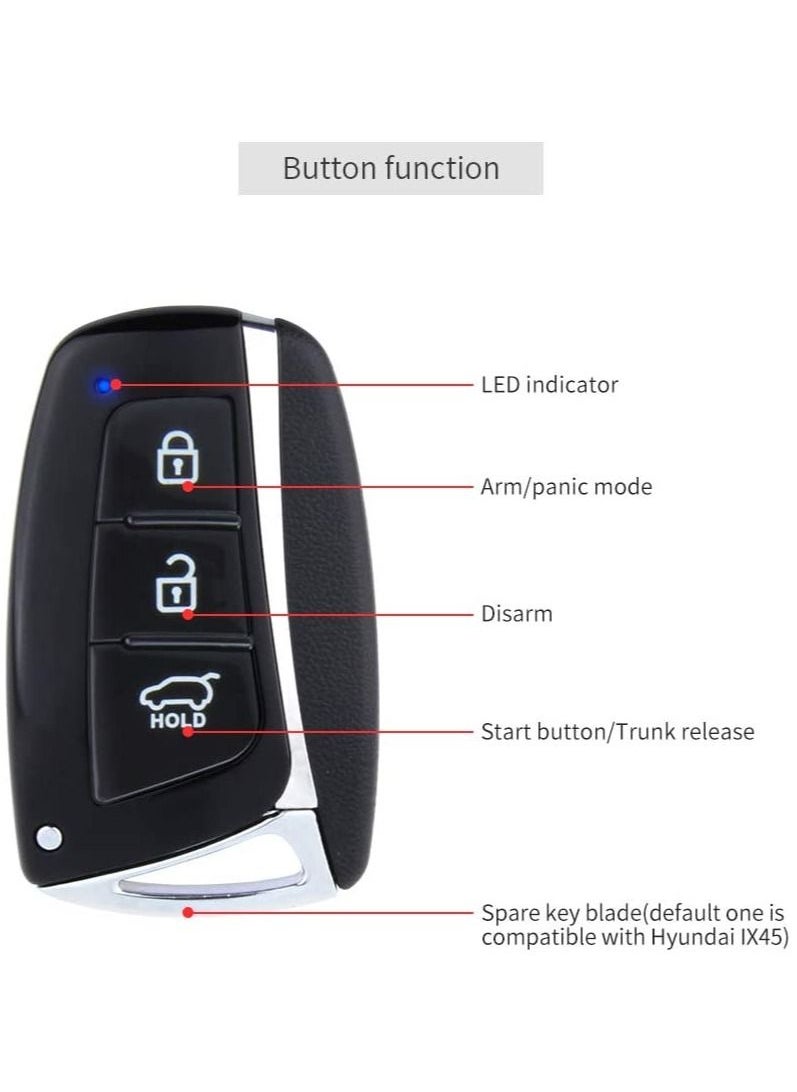 12V Car Passive Keyless Entry System PKE Engine Starter Push Button Vehicles Start/Stop Kit Safe Lock with 2 Smart Key