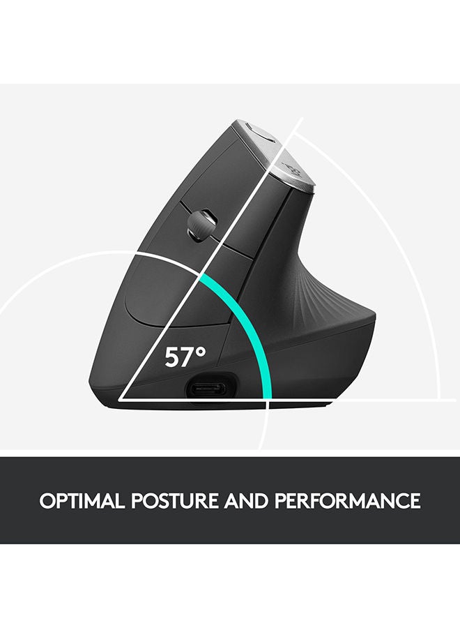 Logitech MX Vertical Ergonomic Wireless Mouse With USB Receiver Graphite - Image 4