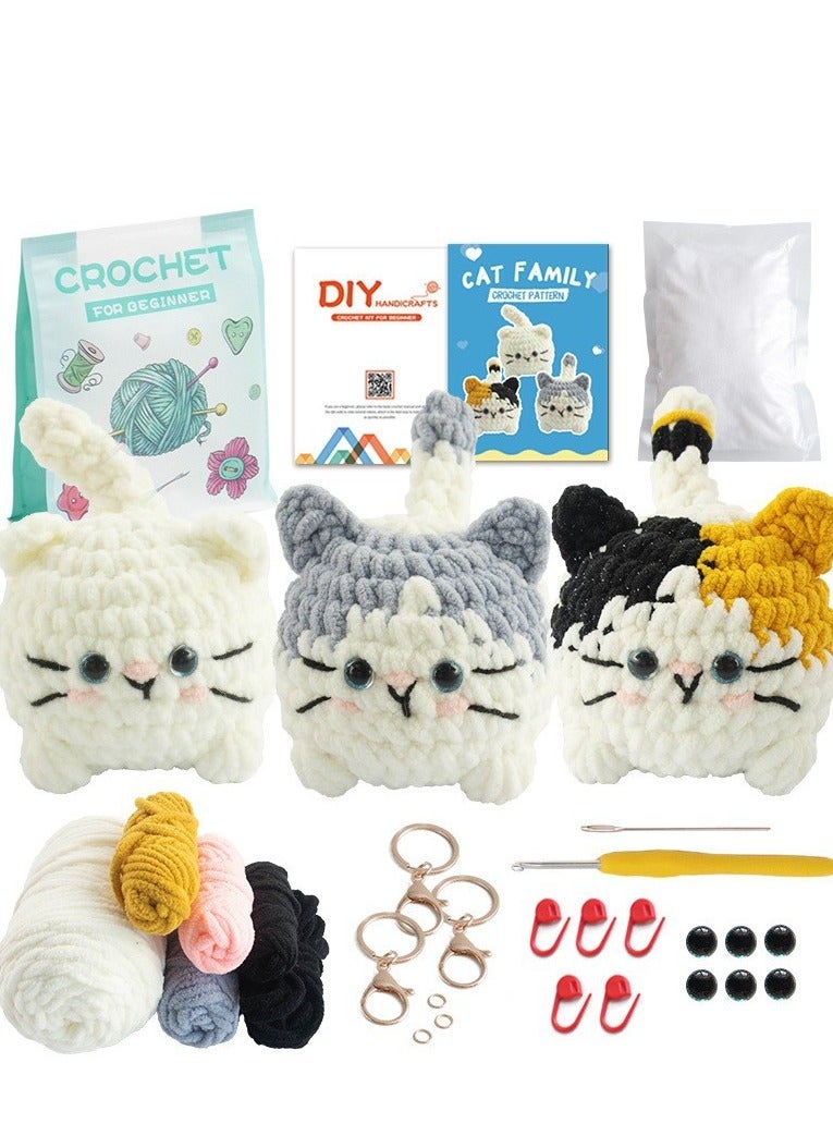 Crochet Kit for Beginners, Crochet Cat Beginner Crochet Kit for Adults, Crochet Animals Cat Crafts Crochet Kits, Easy Knitting Kit Gifts - Image 1