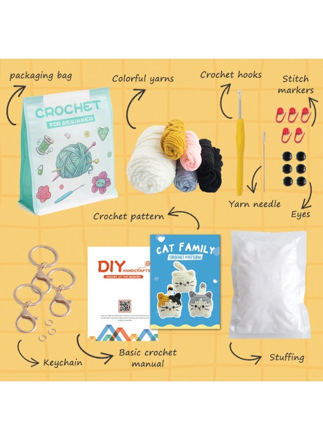 Crochet Kit for Beginners, Crochet Cat Beginner Crochet Kit for Adults, Crochet Animals Cat Crafts Crochet Kits, Easy Knitting Kit Gifts - Image 2