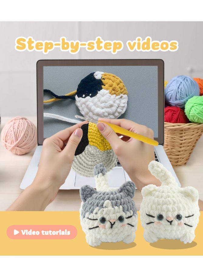 Crochet Kit for Beginners, Crochet Cat Beginner Crochet Kit for Adults, Crochet Animals Cat Crafts Crochet Kits, Easy Knitting Kit Gifts - Image 4