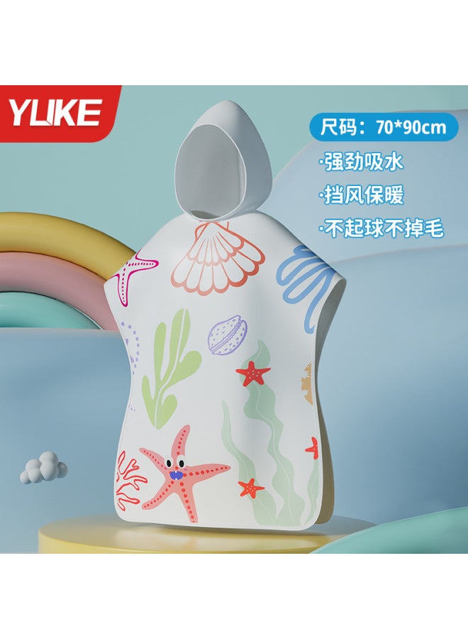 Bathrobe Cartoon Print Children's Bath Towel Cloak Wearable Microfiber Hooded Cloak Beach Towel Manufacturer
