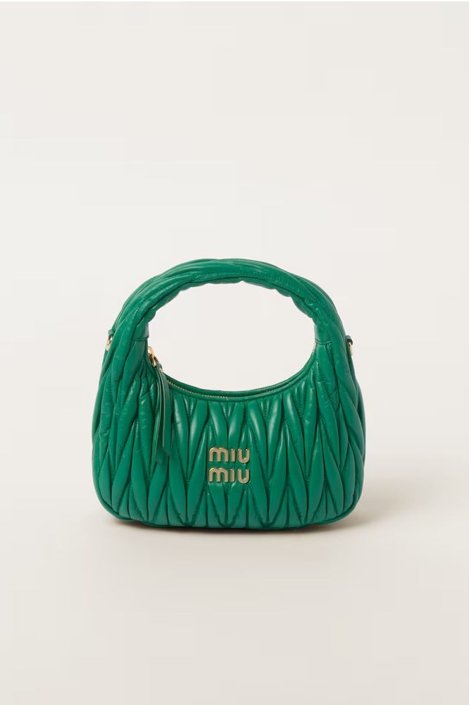 Miu Miu MIU Wander nappa leather hobo Shoulder Bag With Crossbody Strap Zip Closure  - Image 1
