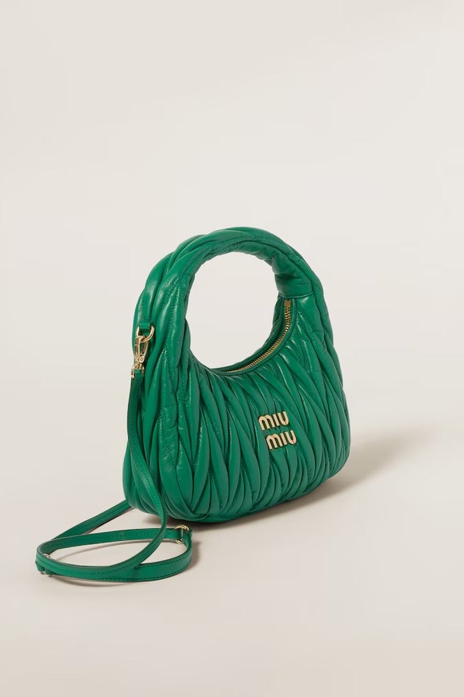 Miu Miu MIU Wander nappa leather hobo Shoulder Bag With Crossbody Strap Zip Closure  - Image 2
