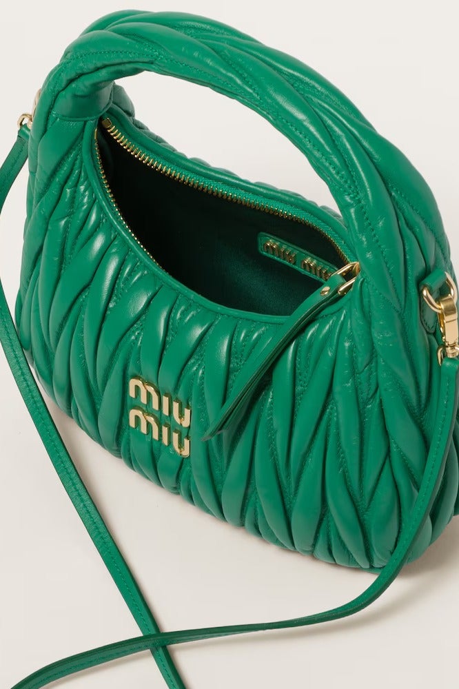 Miu Miu MIU Wander nappa leather hobo Shoulder Bag With Crossbody Strap Zip Closure  - Image 4
